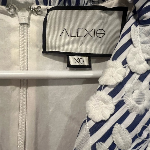 Alexis Olya Striped Embroidered Mini Dress Blue/White Size Small - Picture 3 of 6